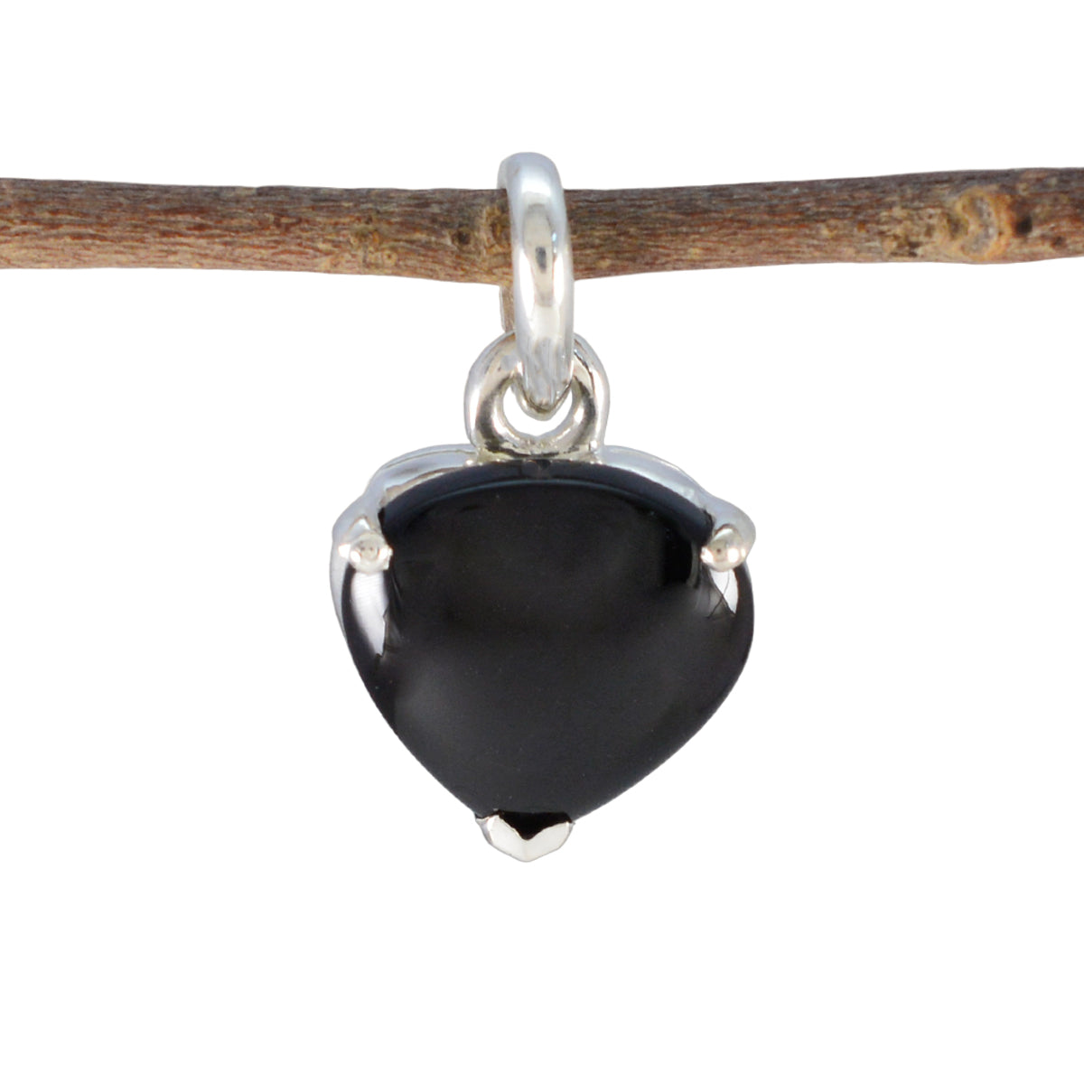 Black Onyx Delicate Spanish Sterling Silver Solitaire Black Pendant