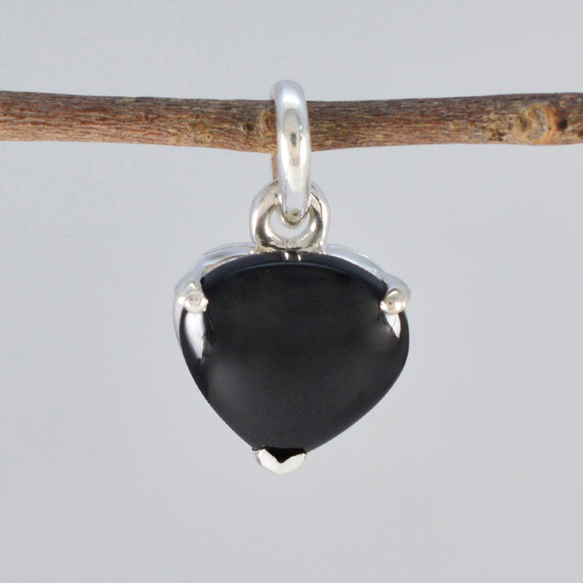 Zwarte Onyx Delicate Spaanse Sterling Zilveren Solitaire Elena Valentijn Zwarte Hanger Sieraden Secundaire afbeelding