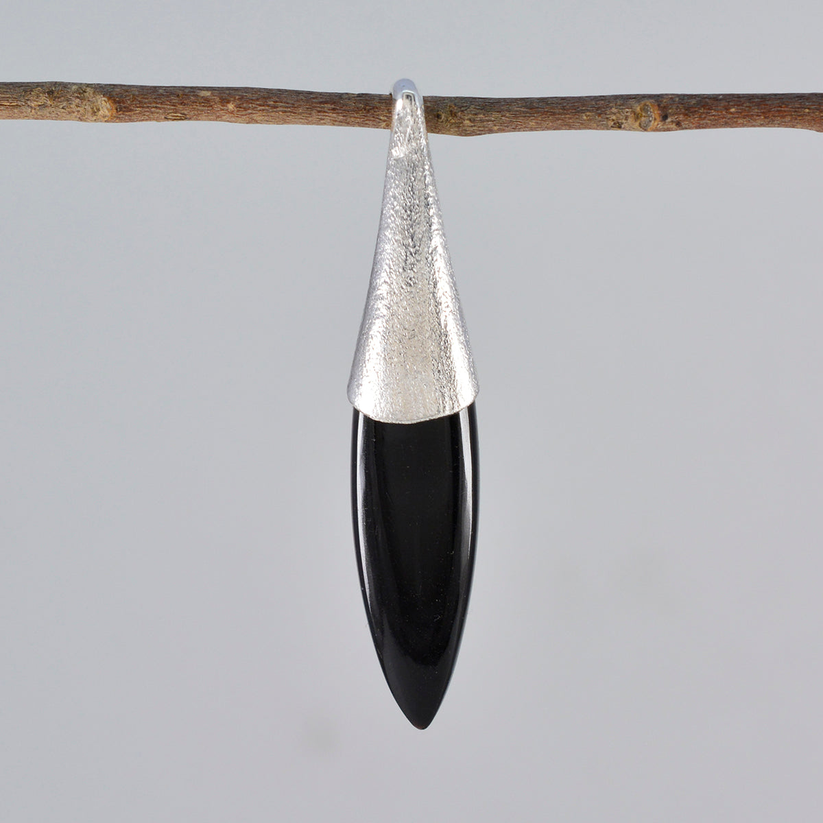 Schwarzer Onyx Winziger italienischer 92,5 Silber Solitär Audrey Herz Schwarz Anhänger Schmuck Zweitbild