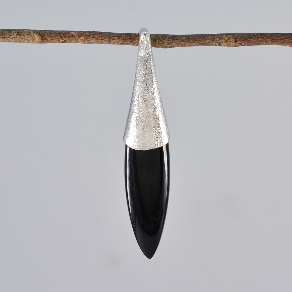 Black Onyx Tiny Italian 92.5 Silver Solitaire Audrey Heart Black Pendant Jewellery