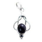 Black Onyx Dainty German 925 Silver Solitaire Black Pendant