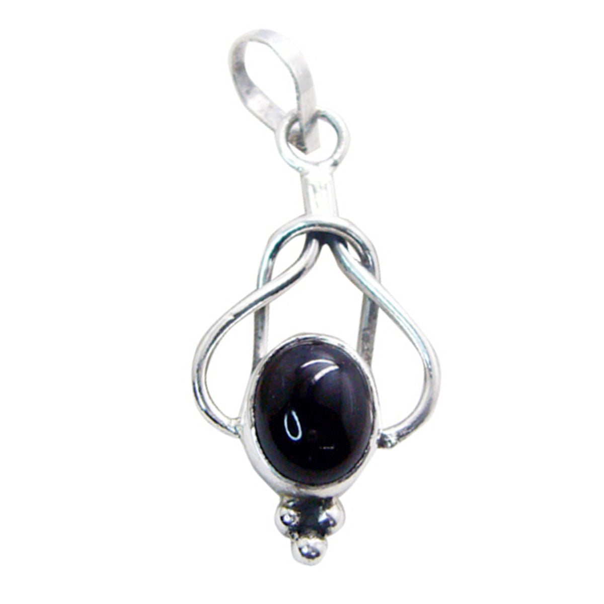Black Onyx Dainty German 925 Silver Solitaire Black Pendant