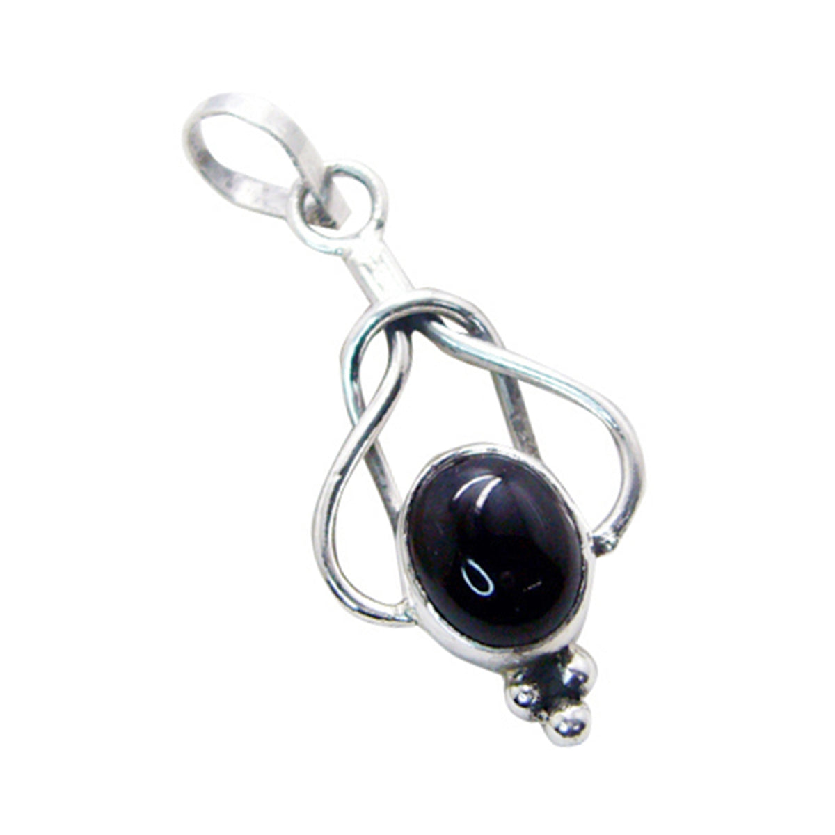 Black Onyx Dainty German 925 Silver Solitaire Zoe Rope-Wire Black Pendant Jewelry
