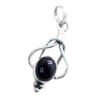 Black Onyx Dainty German 925 Silver Solitaire Zoe Rope-Wire Black Pendant Jewelry