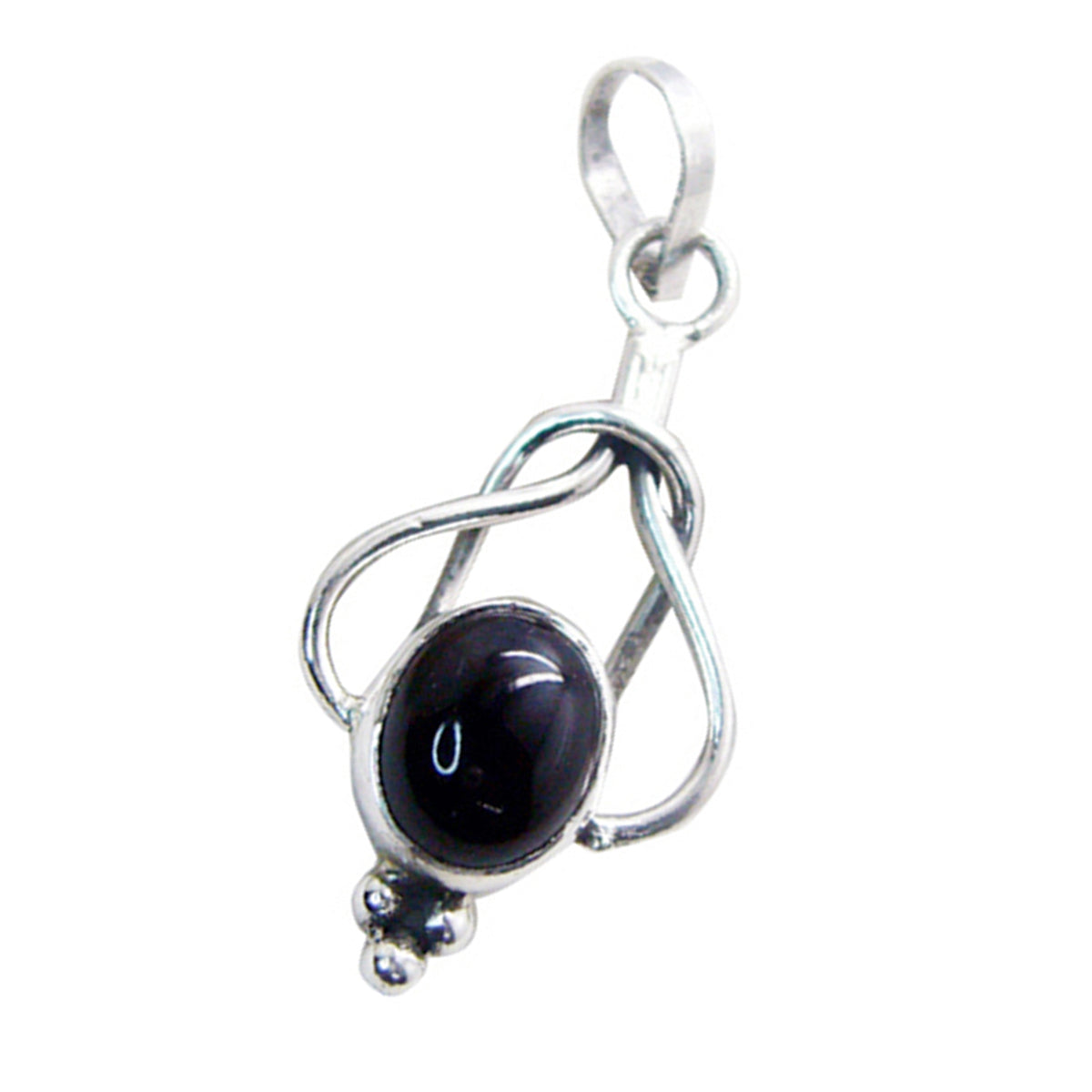 Black Onyx Dainty German 925 Silver Solitaire Zoe Rope-Wire Black Pendant Jewelry