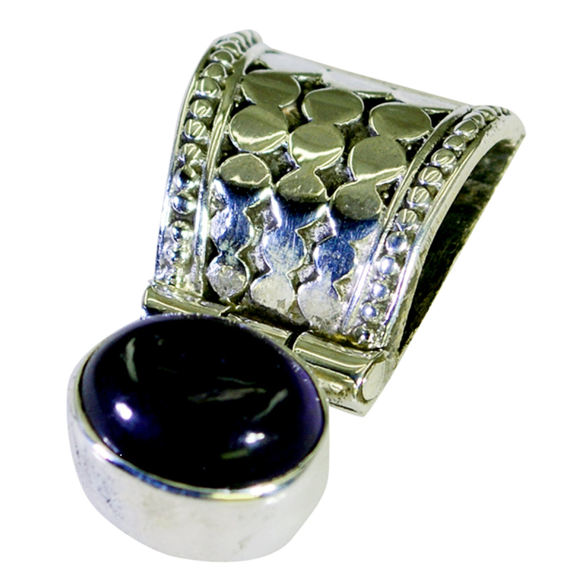 Black Onyx Delicate Italian Silver Solitaire Black Pendant Hoofdafbeelding