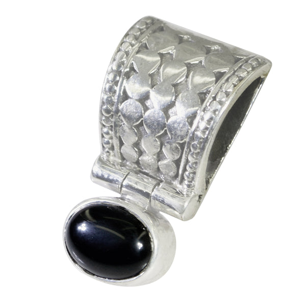 Black Onyx Delicate Italian Silver Solitaire Ana Heart Black Pendant Jewelry