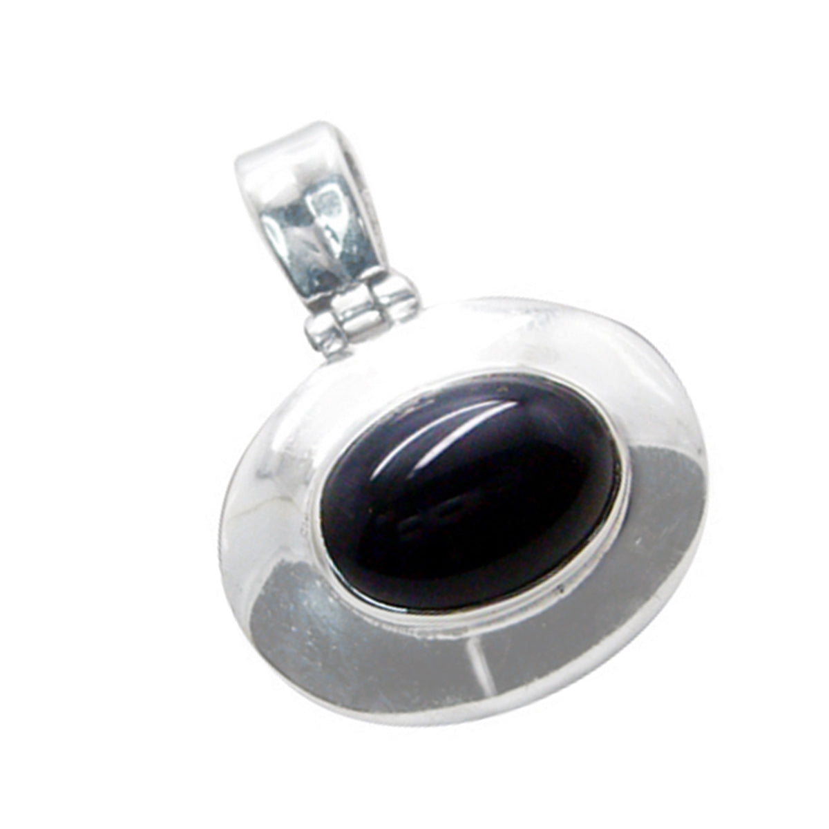 Pendentif solitaire classique en onyx noir et argent 925, bijou glamour Patricia Image secondaire du produit