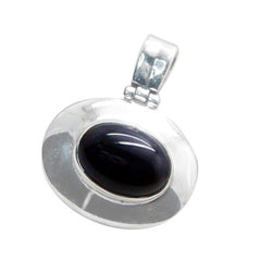 Black Onyx Classic Italian 925 Silver Solitaire Patricia Glamorous Black Pendant Jewelry