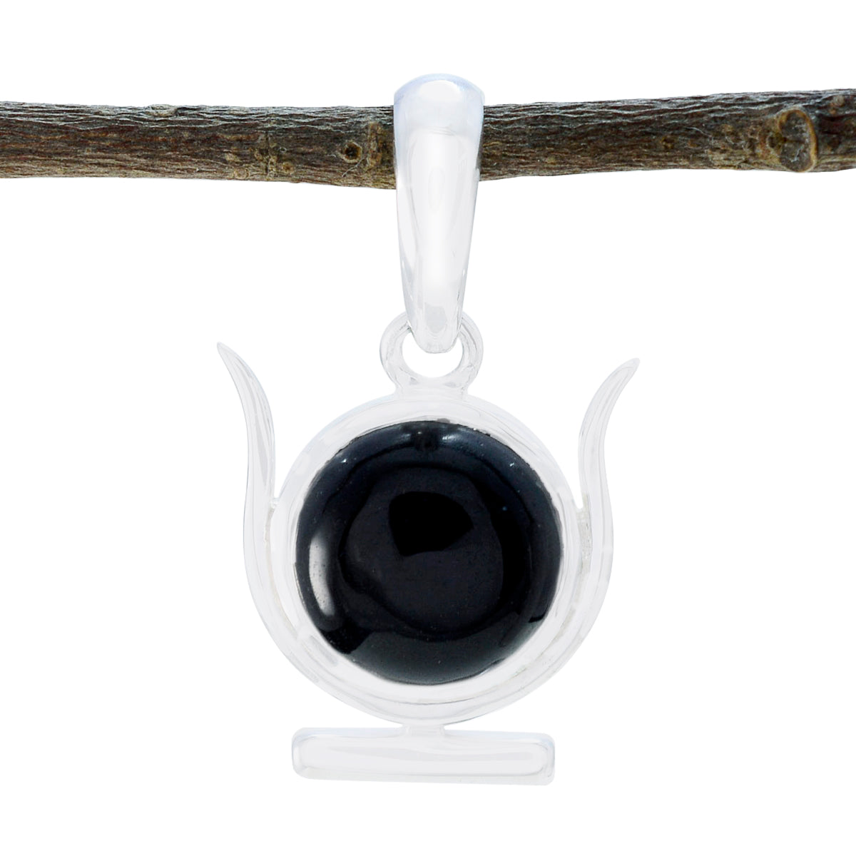 Black Onyx Delicate Spanish 92.5 Silver Solitaire Black Pendant Main image