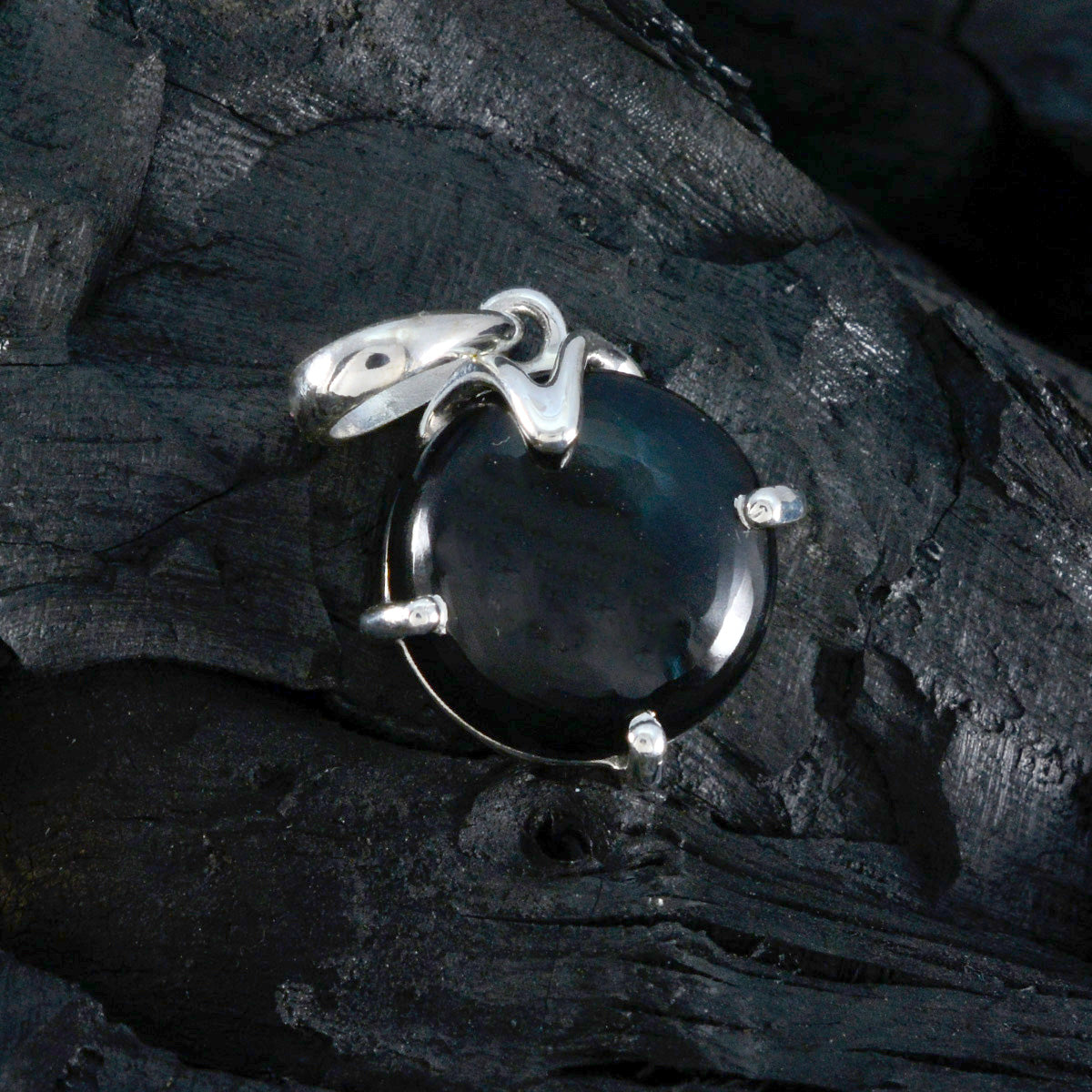 Black Onyx Whisper-thin Spanish 925 Silver Solitaire Aria Eternity Black Pendant Jewelry