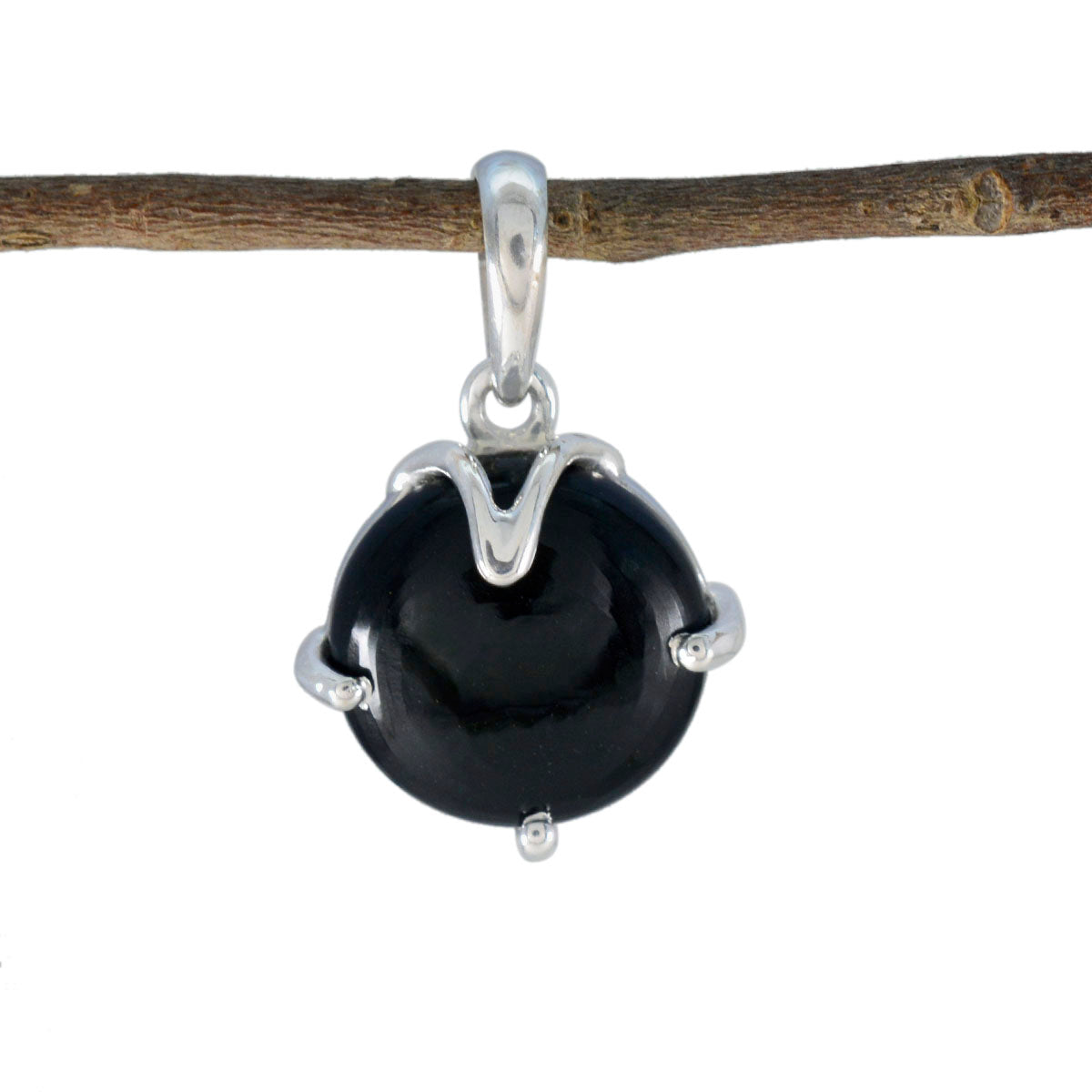 Black Onyx Whisper-thin Spanish 925 Silver Solitaire Black Pendant