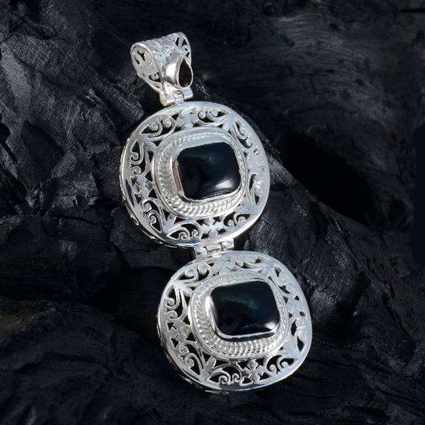 Black Onyx Statement German 925 Silver Solitaire Skylar Victorian Black Pendant Jewelry