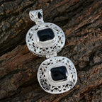 Black Onyx Statement German 925 Silver Solitaire Skylar Victorian Black Pendant Jewelry