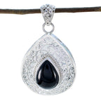 Black Onyx Statement French Sterling Silver Solitaire Black Pendant