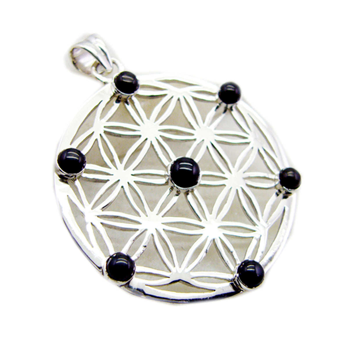 Black Onyx Statement French Silver multiple Black Pendant