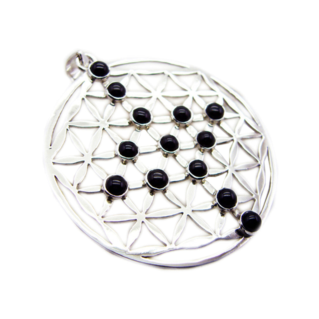 Black Onyx Chunky German Silver multiple Black Pendant