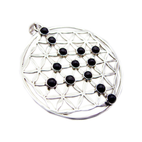 Black Onyx Chunky German Silver multiple Black Pendant
