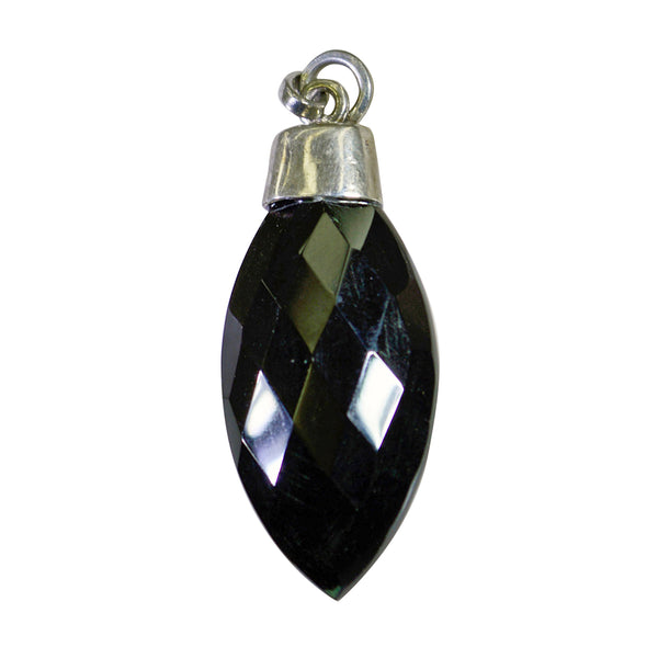 Black Onyx Dainty Mexican 925 Silver Solitaire Black Pendant