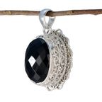 Black Onyx Chunky Latin American 925 Silver Solitaire Fernanda Rope-Wire Black Pendant Jewelry