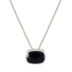 Black Onyx Classic Italian Sterling Silver Solitaire Black Pendant