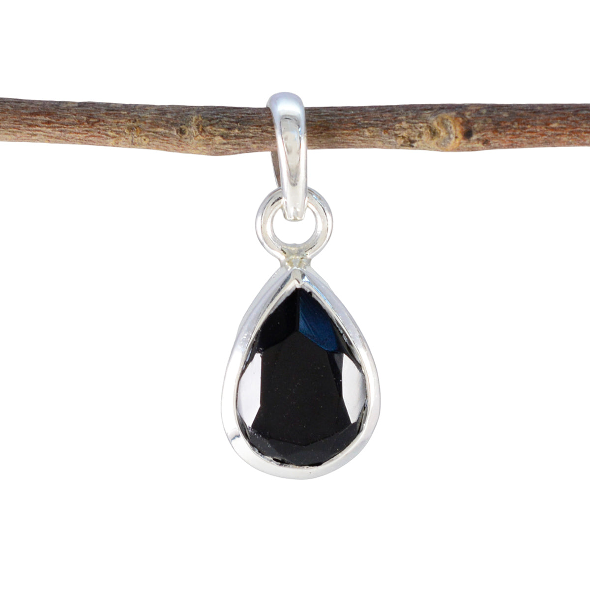 Black Onyx Elegant Korean 925 Silver Solitaire Black Pendant Hoofdafbeelding