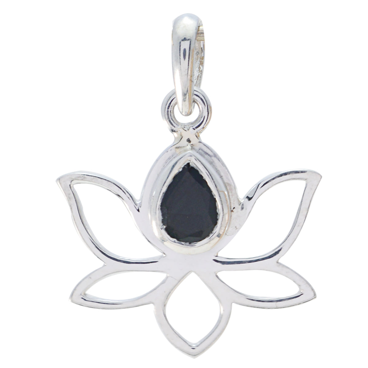 Black Onyx Elegant Korean 92.5 Silver Solitaire Black Pendant Hoofdafbeelding