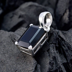 Black Onyx Delicate French Silver Solitaire Mathilde Luxurious Black Pendant Jewelry