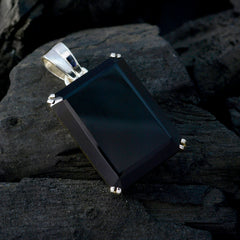 Black Onyx Statement French Silver Solitaire Evelyn Eternity Black Pendant Jewelry