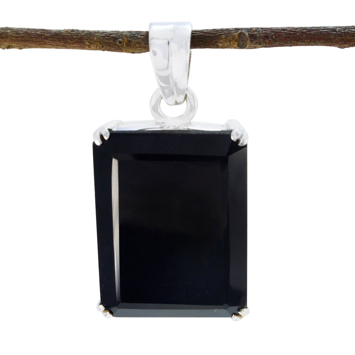 Zwarte Onyx Statement Franse Zilveren Solitaire Evelyn Eternity Zwarte Hanger Sieraden Secundaire afbeelding
