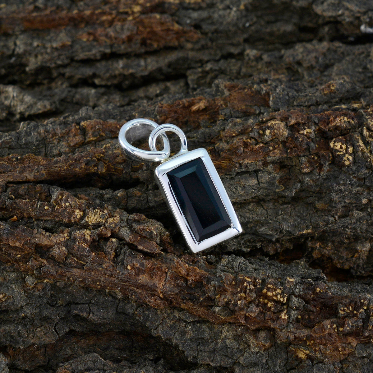 Zwarte Onyx Delicate Spaanse Zilveren Solitaire Scarlett Zegelring Zwarte Hanger Sieraden Secundaire afbeelding