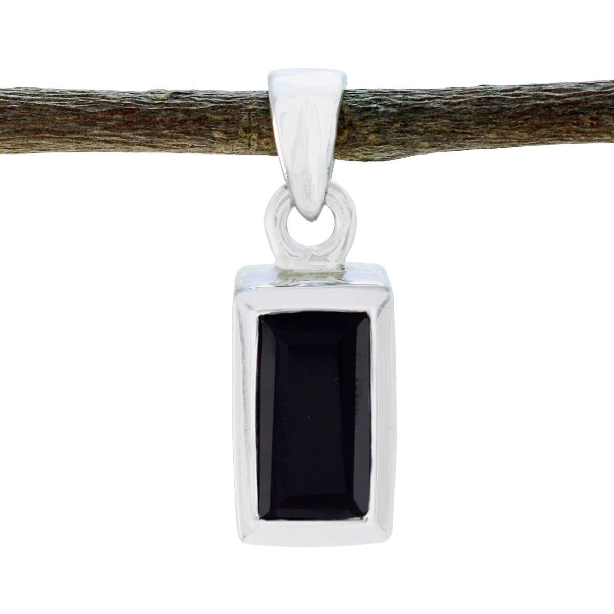 Black Onyx Delicate Spanish Silver Solitaire Black Pendant