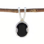 Black Onyx Whisper-thin German Silver Solitaire Black Pendant