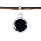 Black Onyx Featherlight German Silver Solitaire Black Pendant