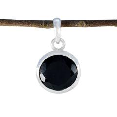 Black Onyx Featherlight German Silver Solitaire Black Pendant