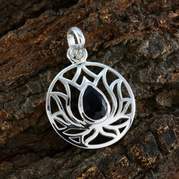 Black Onyx Dainty Spanish 925 Silver Solitaire Ava Rope-Wire Black Pendant Jewelry