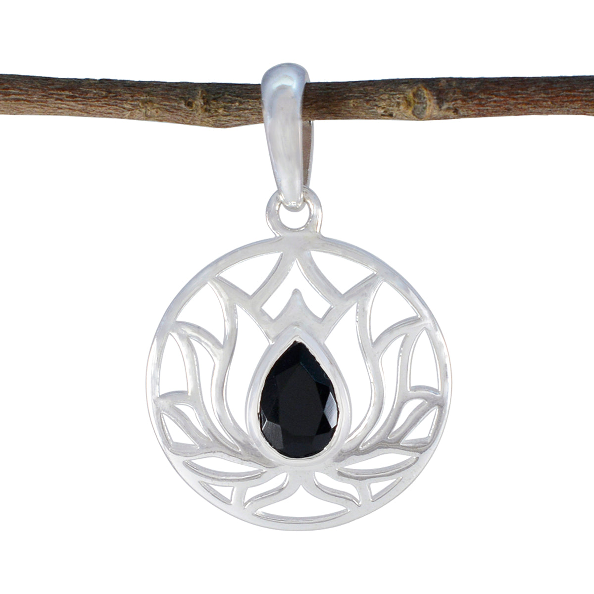 Black Onyx Dainty Spanish 925 Silver Solitaire Black Pendant Main image