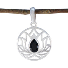 Black Onyx Dainty Spanish 925 Silver Solitaire Black Pendant