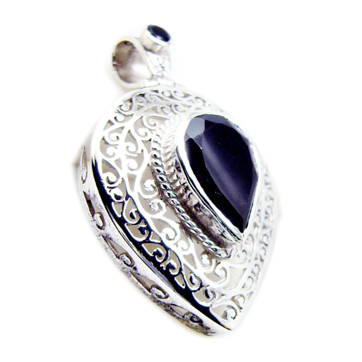 Black Onyx Statement German 925 Silver Solitaire Bruna Geometric Black Pendant Jewelry Secondary image