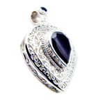 Black Onyx Statement German 925 Silver Solitaire Black Pendant