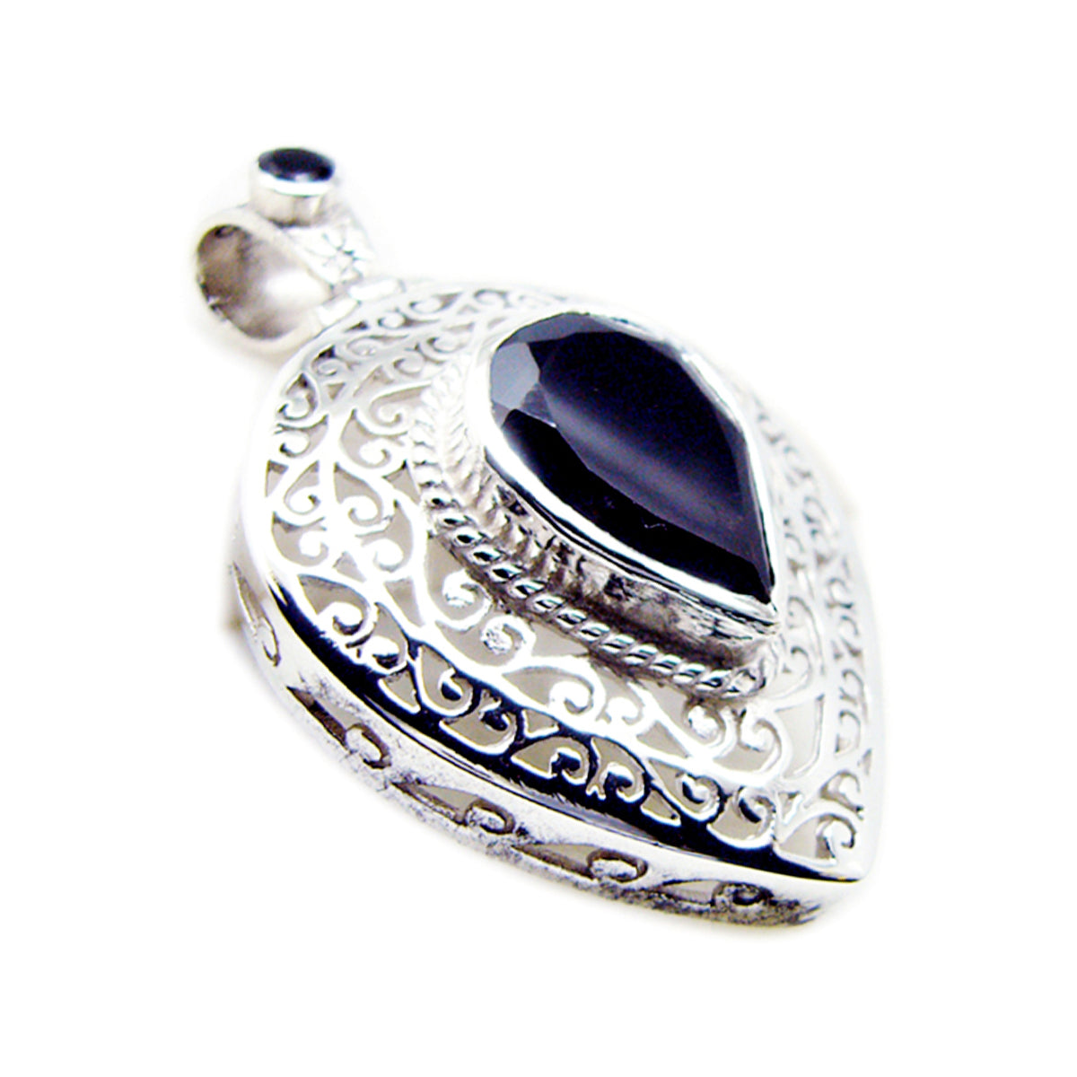 Black Onyx Statement German 925 Silver Solitaire Bruna Geometric Black Pendant Jewelry Main image