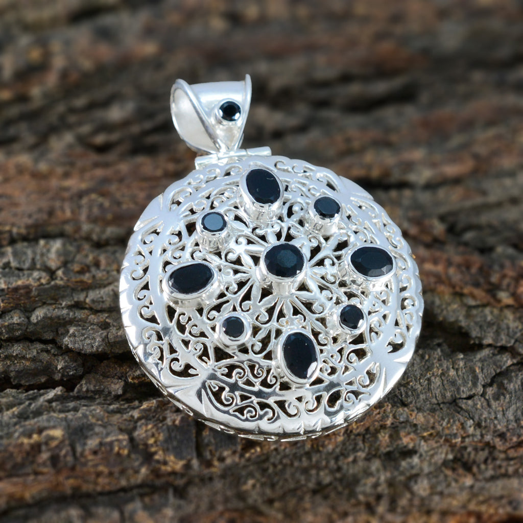 Black Onyx Statement German Silver multiple Abigail Filigree Black Pendant Jewelry