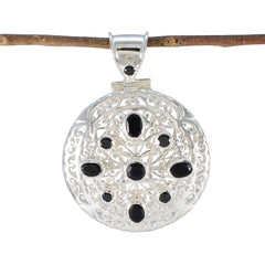 Black Onyx Statement German Silver multiple Black Pendant