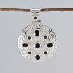 ブラックオニキスステートメントジャーマンシルバーマルチアビゲイルフィリグリーブラックペンダントジュエリー