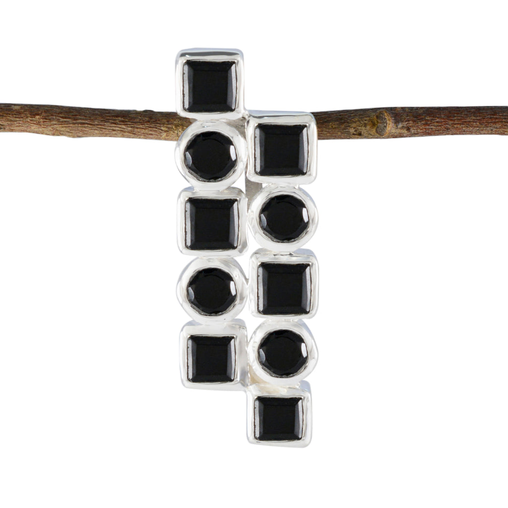 Black Onyx Eye-catching Egyptian 925 Silver deka Black Pendant