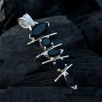 Black Onyx Slim Mexican Sterling Silver Penta Ángeles Glamorous Black Pendant Jewellery