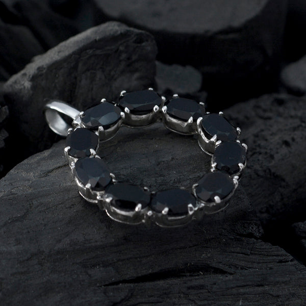 Black Onyx Slim Moroccan Sterling Silver multiple Lourdes Sophisticated Black Pendant Jewellery