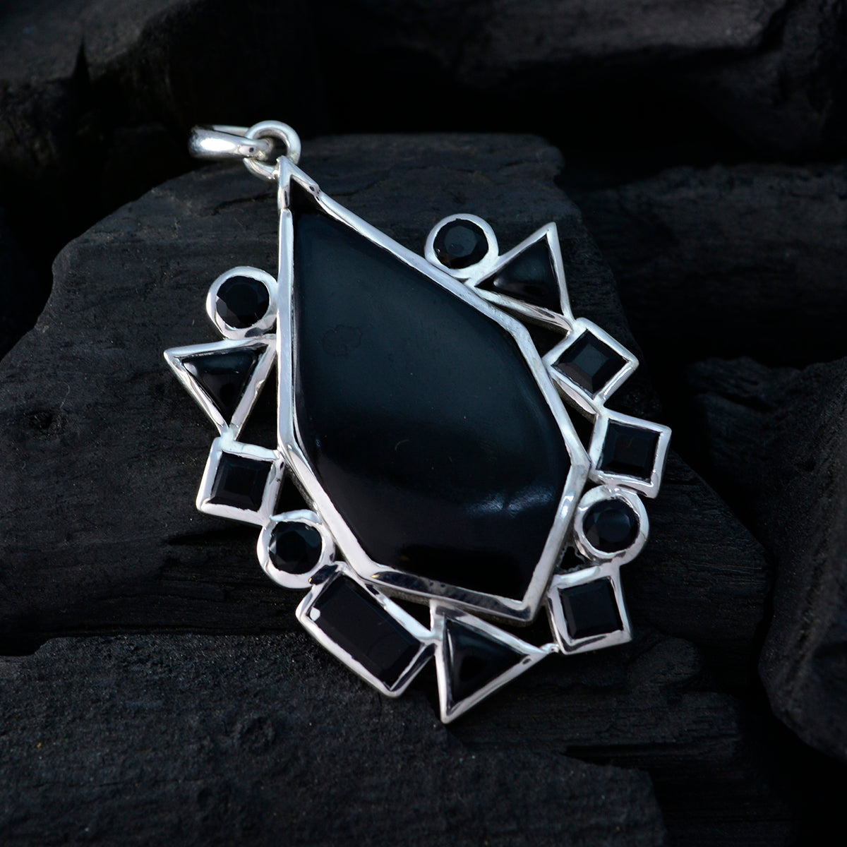 Black Onyx Statement Mexican 925 Silver multiple Carolina Fairytale Black Pendant Jewelry
