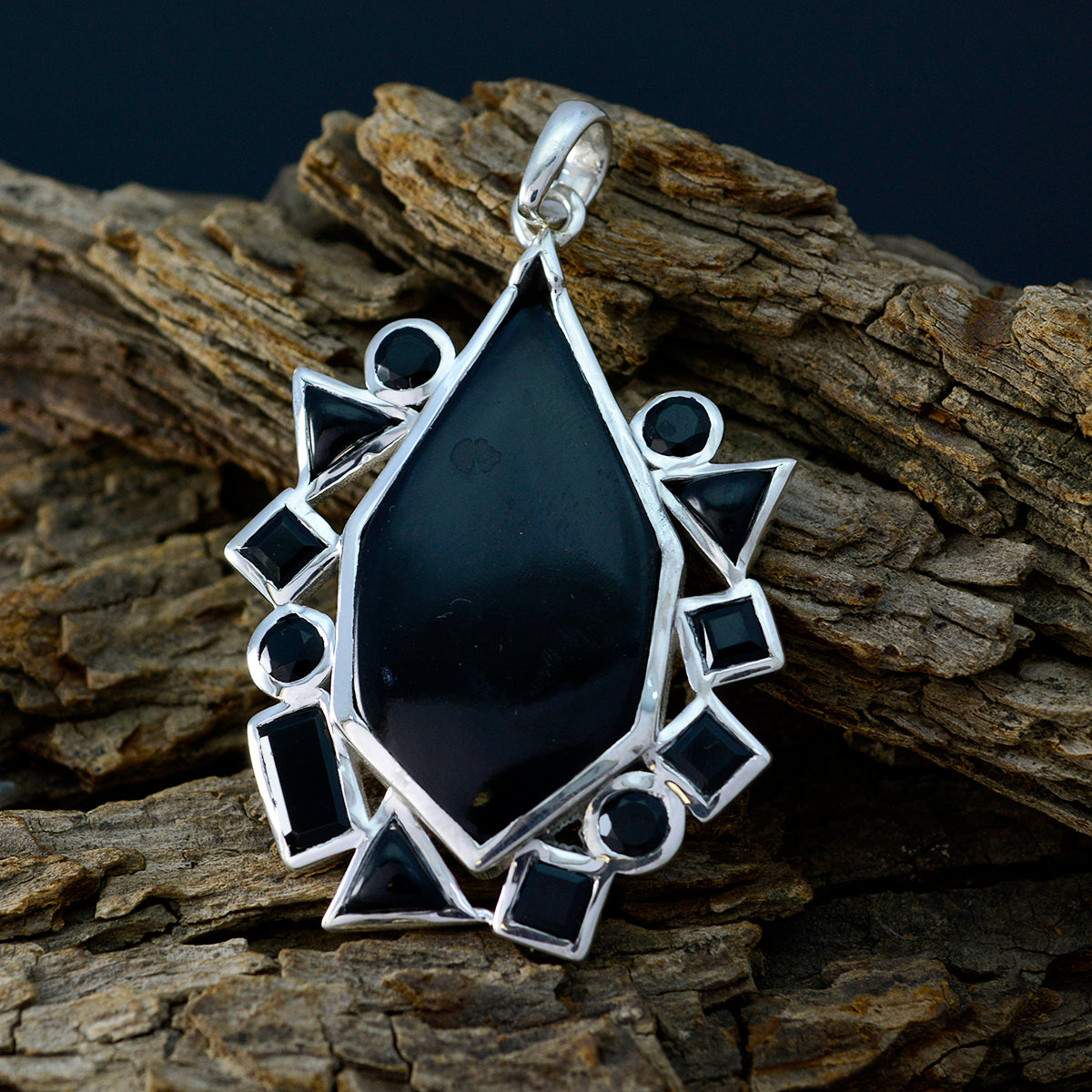 Zwarte Onyx Statement Mexicaans 925 Zilver meervoudige Carolina Fairytale Zwarte Hanger Sieraden Secundaire afbeelding