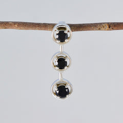 ブラックオニキスの繊細なトルコシルバートリロジーリアコンテンポラリーブラックペンダントジュエリー